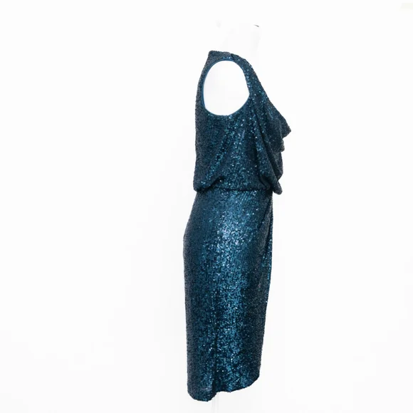 Eliza J Sequin Cowl Neck Sheath‎ Dress in Teal – NWT Size 2 - Picture 5 of 12